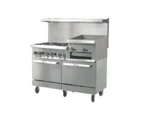 IKON - IR-6B-24RG-60. 60 Gas Range With 24 Raised Griddle & 6 Burners 306.000 BTU