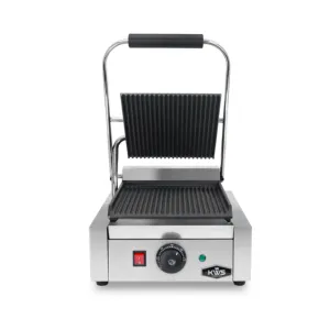 KWS - PM-16. Commercial Electric Panini Press Maker with Grooved Plates