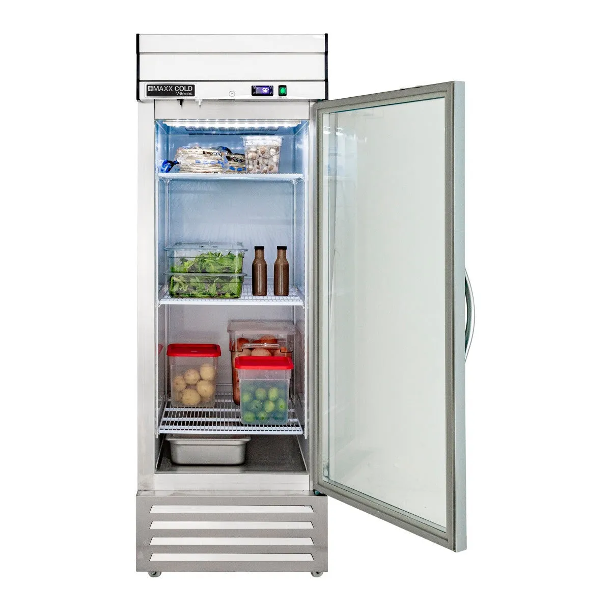 Maxx Cold - MVR-23FDHC V-Series 1 Door Reach-In Refrigerator. Bottom Mount. in Stainless Steel