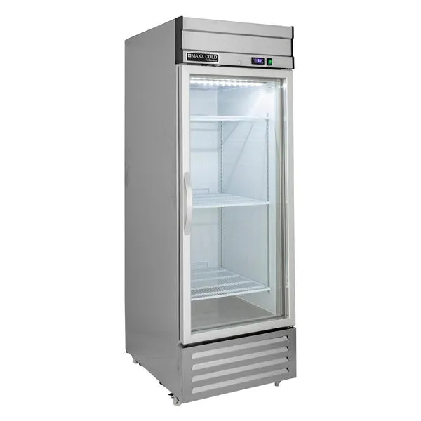 Maxx Cold - MVR-23GDHC V-Series 1 Glass Door Reach-In Refrigerator. Bottom Mount. in Stainless Steel
