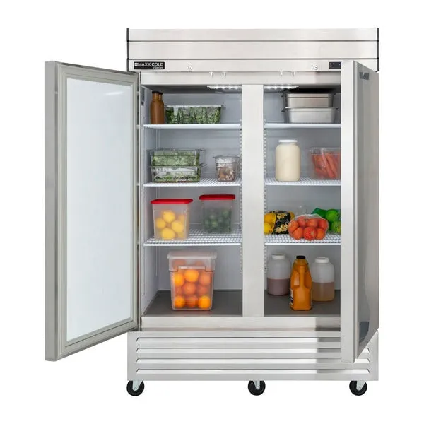 Maxx Cold - MVR-49FDHC V-Series 2 Door Reach-In Refrigerator. Bottom Mount. in Stainless Steel