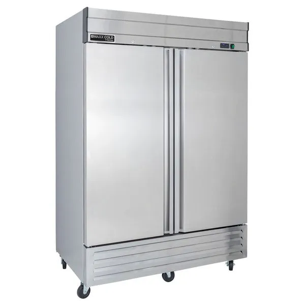 Maxx Cold - MVR-49FDHC V-Series 2 Door Reach-In Refrigerator. Bottom Mount. in Stainless Steel
