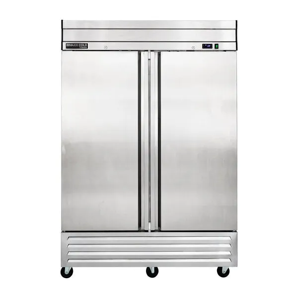 Maxx Cold - MVR-49FDHC V-Series 2 Door Reach-In Refrigerator. Bottom Mount. in Stainless Steel
