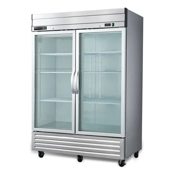 Maxx Cold - MVR-49GDHC V-Series 2 Glass Door Reach-In Refrigerator. Bottom Mount. in Stainless Steel
