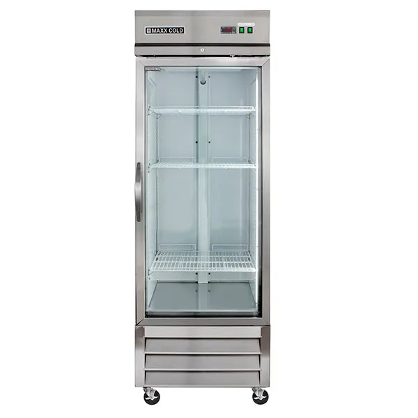 Maxx Cold - MXCR-23GDHC Single Glass Door Reach-In Refrigerator. 23 cu. ft. Storage Capacity. in Stainless Steel