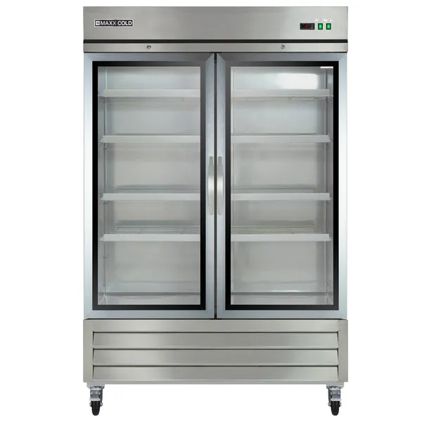 Maxx Cold - MXCR-49GDHC Double Glass Door Reach-In Refrigerator. Bottom Mount. 49 cu. ft.. in Stainless Steel