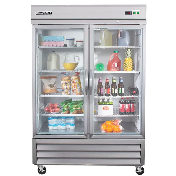 Maxx Cold - MXCR-49GDHC Double Glass Door Reach-In Refrigerator. Bottom Mount. 49 cu. ft.. in Stainless Steel