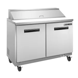 Maxx Cold - MXCR48SHC Two-Door Refrigerated Sandwich and Salad Prep Station. 12 cu. ft.. in Stainless-Steel