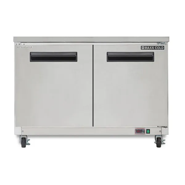 Maxx Cold - MXCR48UHC Double Door Undercounter Refrigerator. 12 cu. ft. Storage Capacity. in Stainless Steel