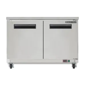 Maxx Cold - MXCR48UHC Double Door Undercounter Refrigerator. 12 cu. ft. Storage Capacity. in Stainless Steel