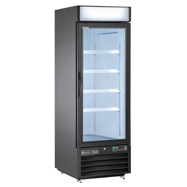 Maxx Cold - MXM1-23RBHC Single Glass Door Merchandiser Refrigerator. 23 cu. ft.. Energy Star. in Black
