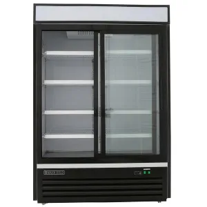 Maxx Cold - MXM2-48RSBHC Double Glass Door Merchandiser Refrigerator. Sliding Door. 48 cu. ft.. in Black