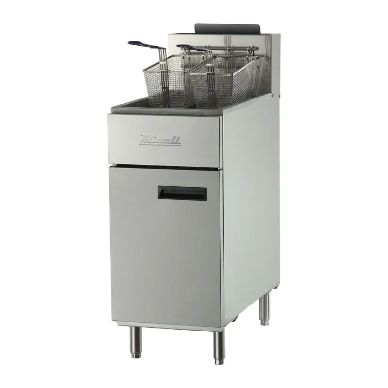 Migali - C-F40-NG. Commercial 40Lbs Deep Fryer 3 Burners 1 Fry Pot Natural Gas BTU102000