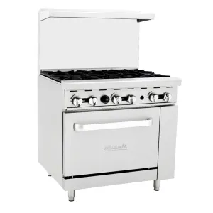 Migali - C-RO6B-NG. Commercial 36 Oven Range 6 Burner Natural Gas BTU177000