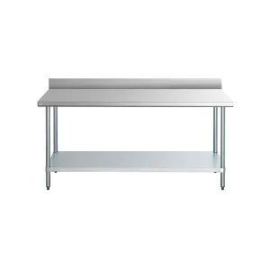 Omcan - 22084. Commercial 24 x 84 Stainless Steel Kitchen Work Table with 4 BackSplash 1500lbs Light Duty