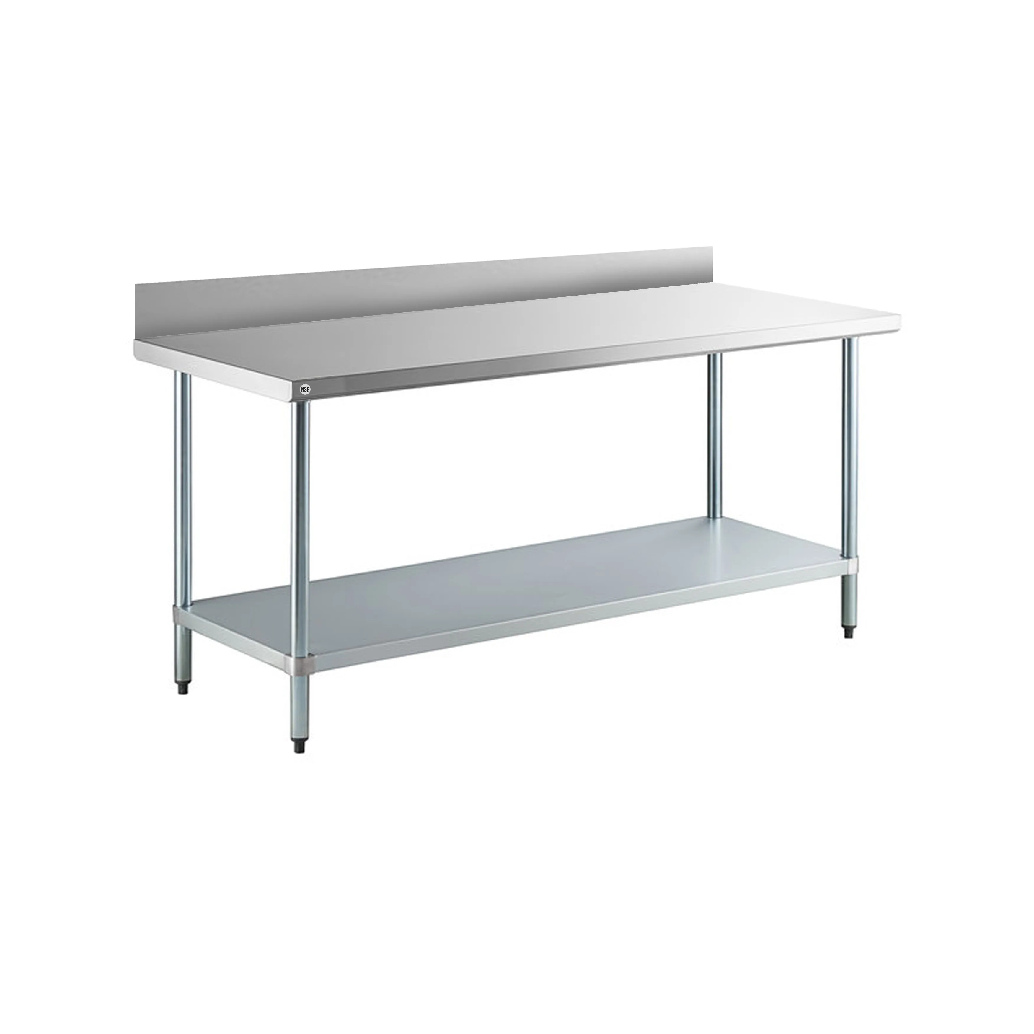 Omcan - 22084. Commercial 24 x 84 Stainless Steel Kitchen Work Table with 4 BackSplash 1500lbs Light Duty
