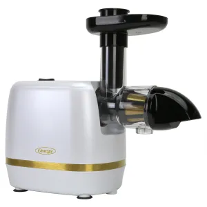 Omega - H3000RWH13. Omega Cold Press 365 Compact Masticating Horizontal Juicer. 150W Low-Speed 3-Stage Auger. in White