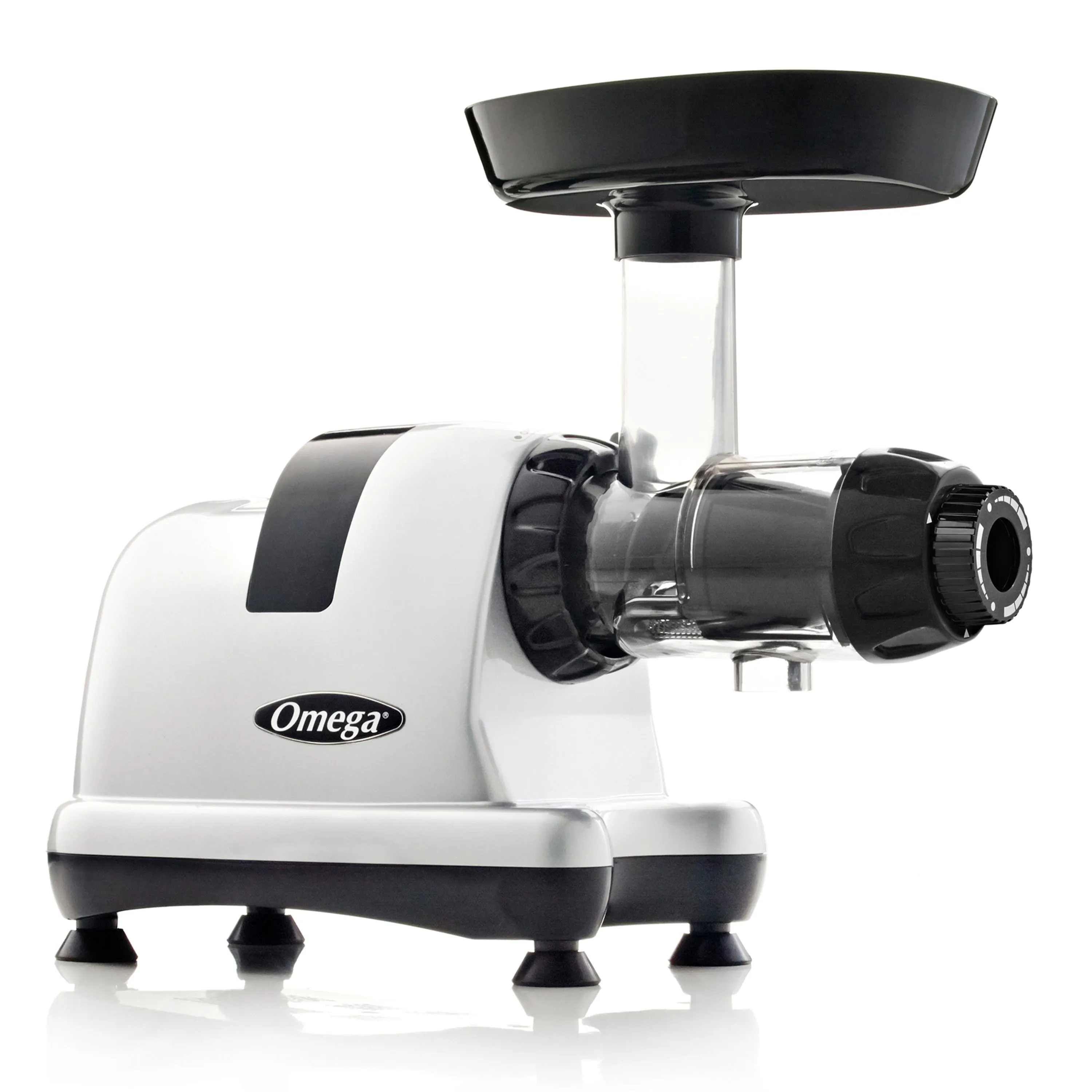 Omega - J8006HDS. Omega Ultimate Juicer and Nutrition System. Low-Speed Horizontal Juicer. in Silver