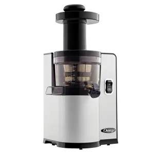 Omega - VSJ843QS. Omega Cold Press Masticating Vegetable and Fruit Extractor. Vertical Low-Speed Juicer. in Silver