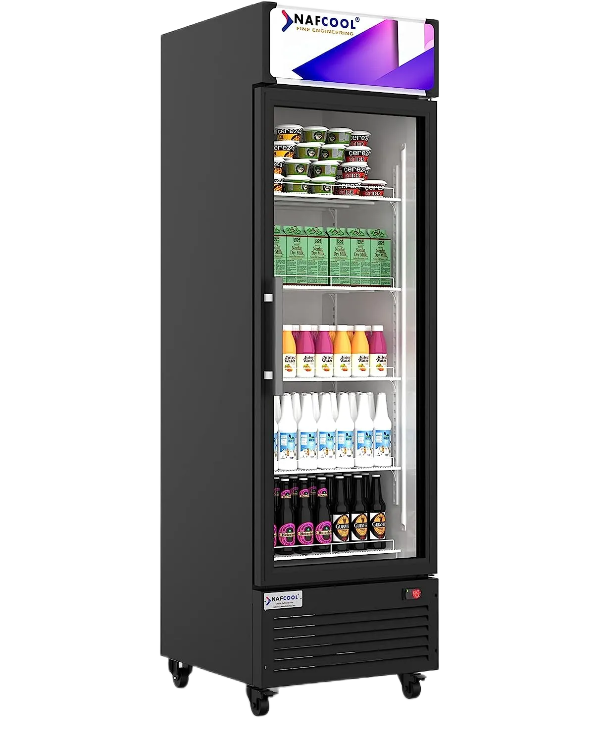 SDGR 25'' Black Swing Glass Door Merchandiser Refrigerator