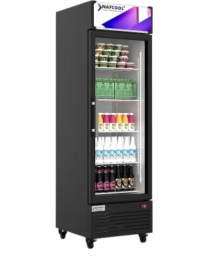 SDGR 25'' Black Swing Glass Door Merchandiser Refrigerator