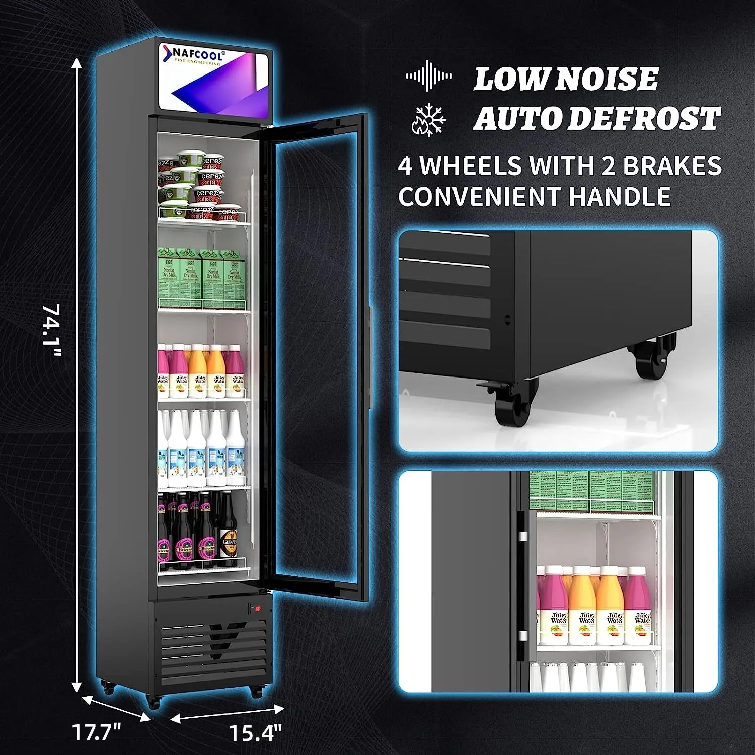SDGR15'' SLIM GLASS DOOR DISPLAY 15 Merchandiser Refrigerator