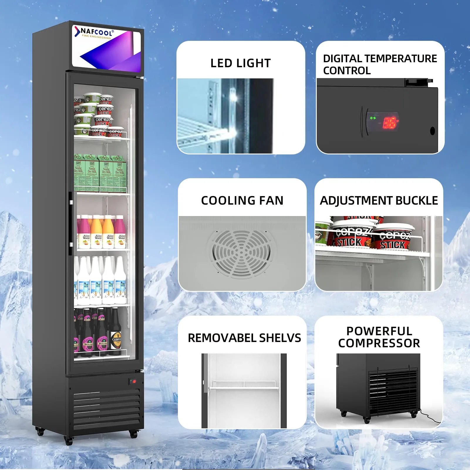 SDGR15'' SLIM GLASS DOOR DISPLAY 15 Merchandiser Refrigerator