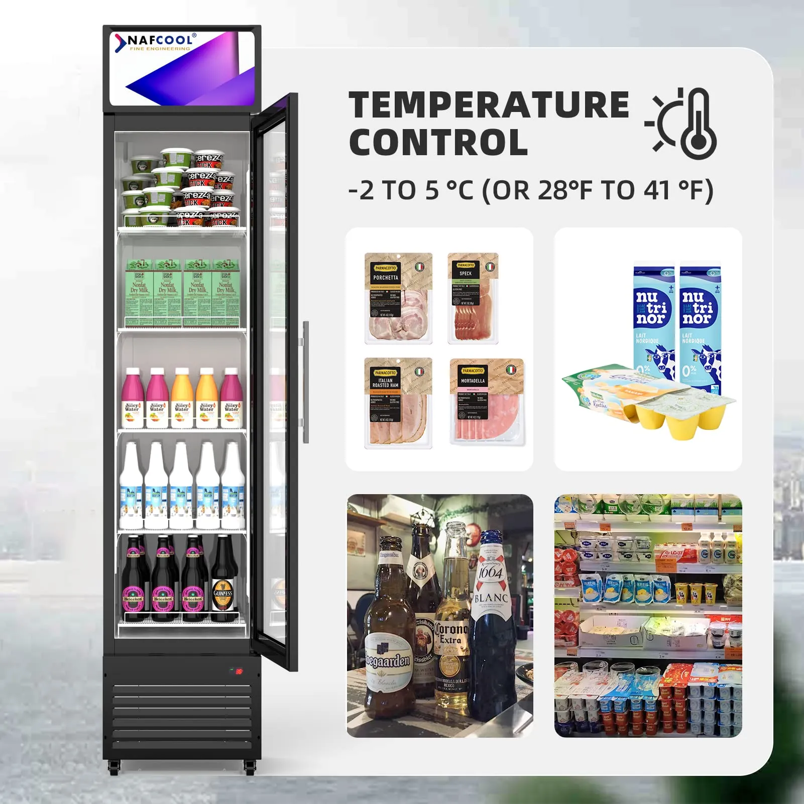 SDGR15'' SLIM GLASS DOOR DISPLAY 15 Merchandiser Refrigerator