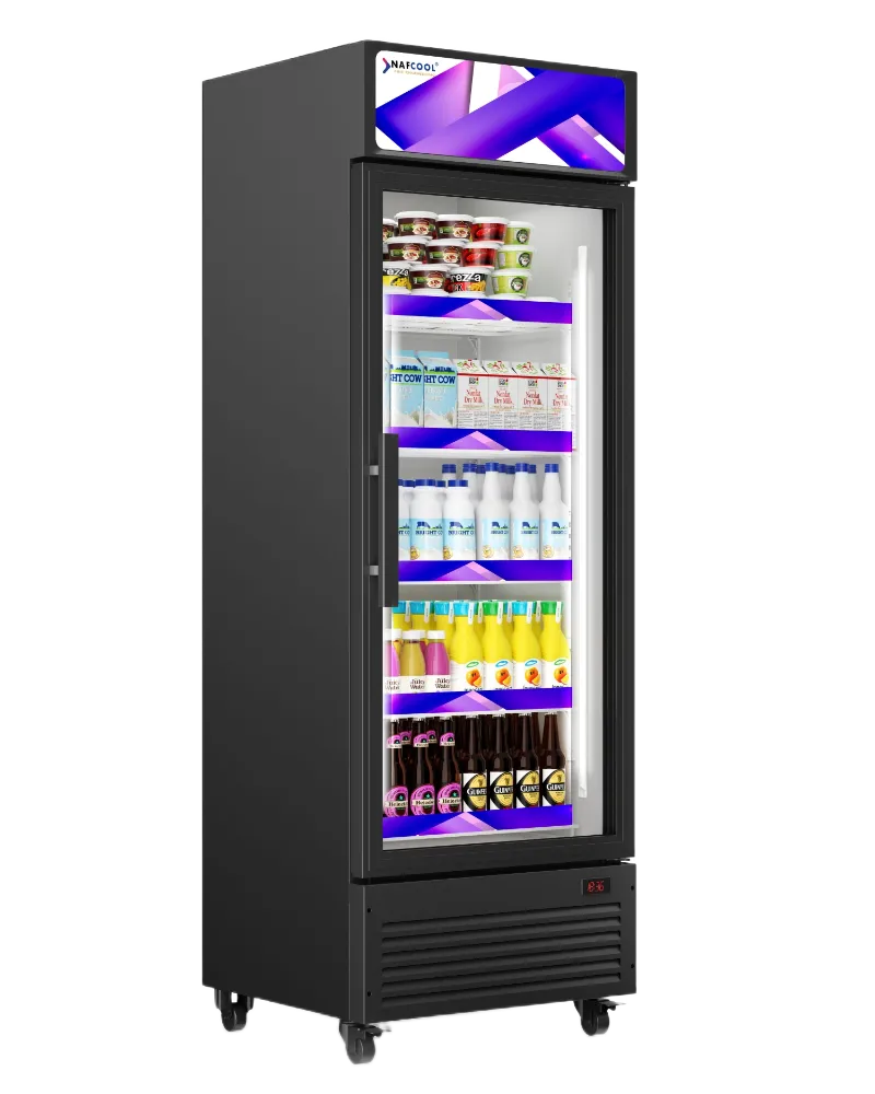 SDGR28''  Black Swing Glass Door Merchandiser Refrigerator with LED Lighting