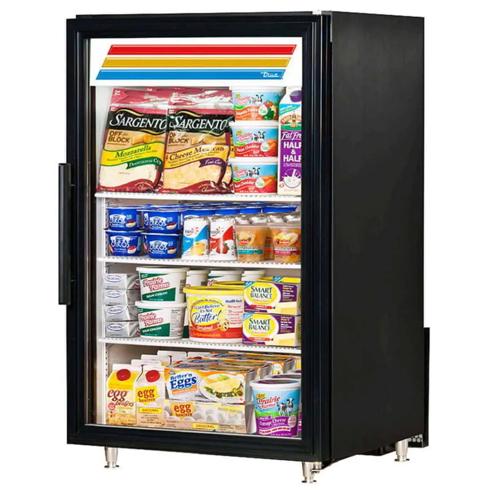 True GDM-07-HC~TSL01 24 Countertop Display Refrigerator w/ Front Access - Swing Door. Black. 115v