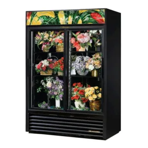 True GDM-47FC-HC-LD 2 Section Floral Cooler w/ Sliding Door - Black. 115v