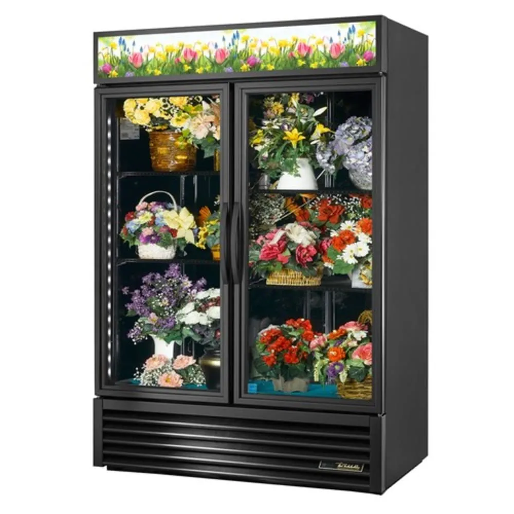 True GDM-49FC-HC~TSL01 2 Section Floral Cooler w/ Swinging Door - Black. 115v