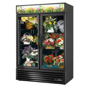 True GDM-49FC-HC~TSL01 2 Section Floral Cooler w/ Swinging Door - Black. 115v