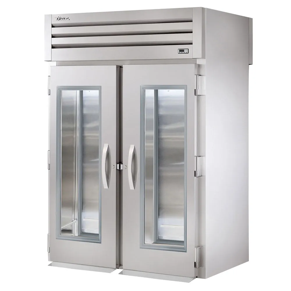 True STR2RRI-2G. Commercial 68 Two Section Roll In Refrigerator. (2) Left/Right Hinge Glass Doors