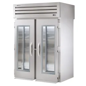True STR2RRT-2G-2S. Commercial 68 Two Section Roll Thru Refrigerator. (2) Left/Right Hinge Glass Doors. 115v