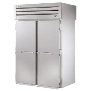 True STR2RRT-2S-2S. Commercial 68 Two Section Roll Thru Refrigerator. (2) Left/Right Hinge Solid Doors. 115v