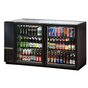 True TBB-24GAL-48G-HC-LD. Commercial 48 Bar Refrigerator - 2 Swinging Glass Doors. Black. 115v