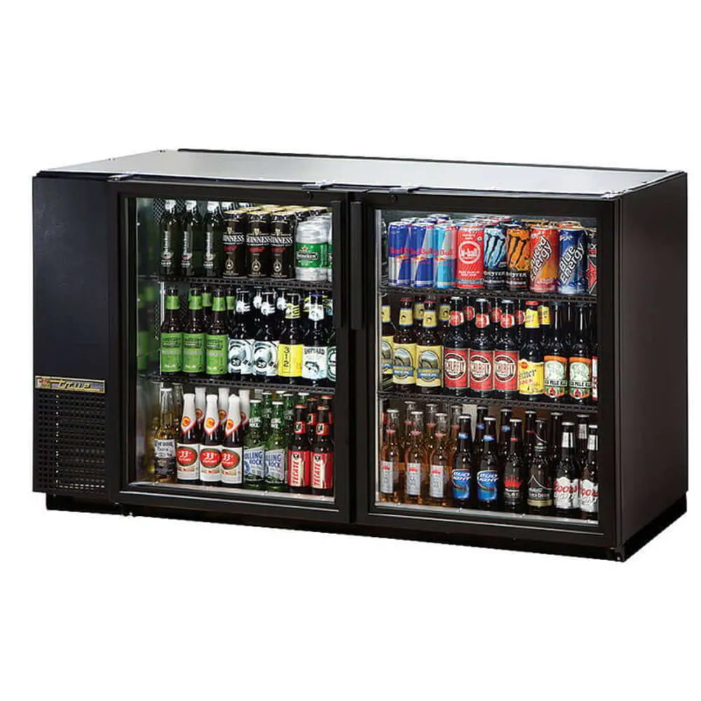 True TBB-24GAL-48G-HC-LD. Commercial 48 Bar Refrigerator - 2 Swinging Glass Doors. Black. 115v