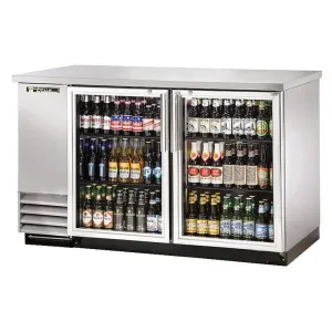 True TBB-2G-S-HC-LD. Commercial 59 Bar Refrigerator - 2 Swinging Glass Doors. Stainless. 115v