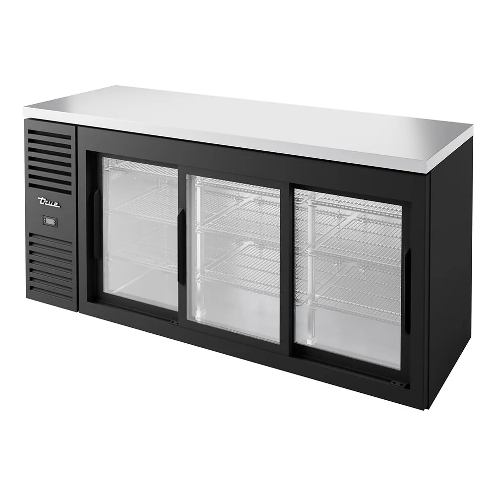 True TBR72-RISZ1-L-B-111-1 72 Bar Refrigerator - Sliding Glass Doors. Black. 115v