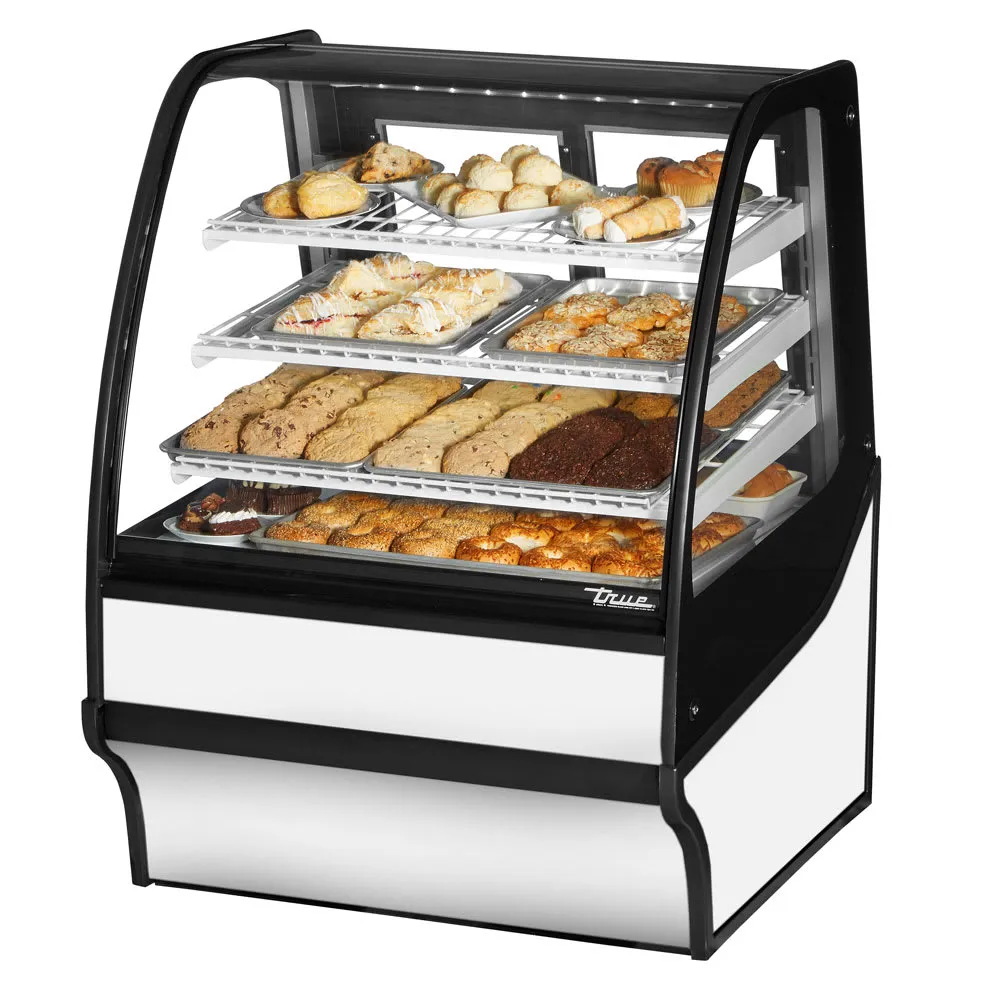 True TDM-DC-36-GE/GE-W-W 36 1/4 Full Service Dry Bakery Case w/ Curved Glass - (4) Levels. 115v