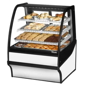 True TDM-DC-36-GE/GE-W-W 36 1/4 Full Service Dry Bakery Case w/ Curved Glass - (4) Levels. 115v