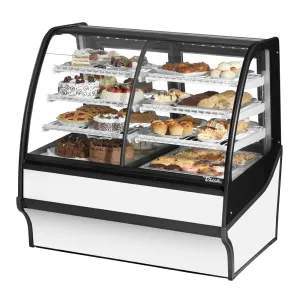 True TDM-DZ-48-GE/GE-W-W 48 1/4 Full Service Dual Zone Bakery Case w/ Curved Glass - (4) Levels. 115v