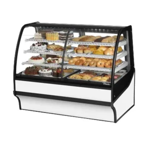 True TDM-DZ-59-GE/GE-S-W 59 1/4 Full Service Dual Zone Bakery Case w/ Curved Glass - (4) Levels. 115v