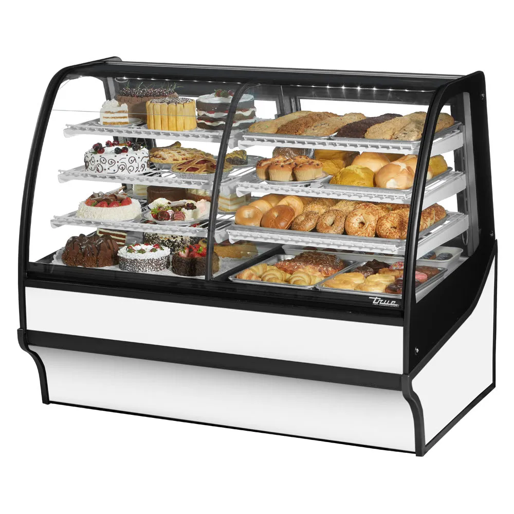 True TDM-DZ-59-GE/GE-W-W 59 1/4 Full Service Dual Zone Bakery Case w/ Curved Glass - (4) Levels. 115v
