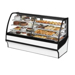 True TDM-DZ-77-GE/GE-S-W 77 1/4 Full Service Dual Zone Bakery Case w/ Curved Glass - (4) Levels. 115v
