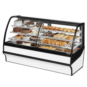True TDM-DZ-77-GE/GE-W-W 77 1/4 Full Service Dual Zone Bakery Case w/ Curved Glass - (4) Levels. 115v