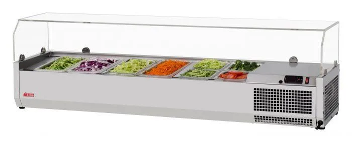 Turbo Air - CTST-1500G-13-N. Commercial E-Line Countertop Salad Table. with clear hood. 59L