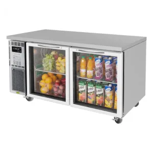 Turbo Air - JUR-60-G-N. 2 Glass Doors Undercounter Refrigerator. Side Mount