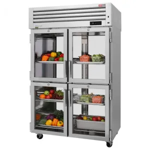 Turbo Air - PRO-50-4R-G-PT-N. Commercial 51 Refrigerator PRO Series Pass Thru 8 Glass Half Doors Pass-Thru 50.23cu.ft.